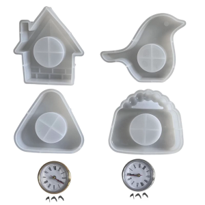 Desk Ornament Mould Flexible Silicone Mold for Miniature Clock Shaped Decoration Gypsum Molds Making Supplies