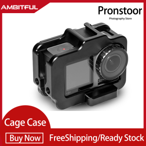 AMBITFUL Vlogging Metal Cage Case Quick Disassembly for Dji Osmo Action Vlog Case with Cold Shoe for Microphone LED Light