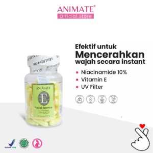 Animate Kapsul BPOM Kuning | Isi 60 | Facial Essence Serum Vitamin E | Vitamin Wajah Kulit Kusam Flek Hitam