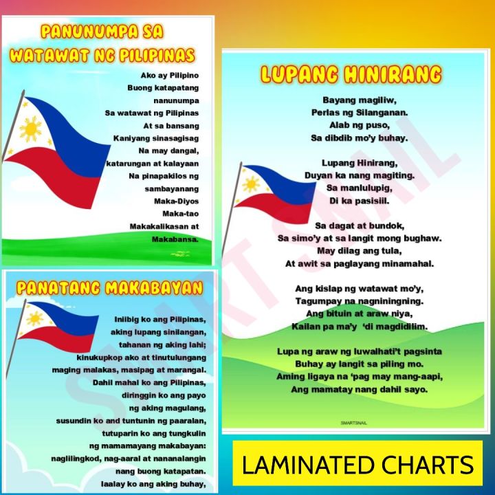 Laminated MAKABAYAN A4 size Wall Charts for Kids | Lazada PH