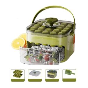 Plastic Ice Maker Reusable Press Type Ice Box with Lid Ice Storage Box Easy Release Ice Trays for Coffee