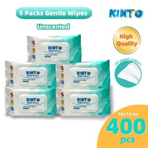 Kinto 5 Pack × 80 Sheets Baby Wipes Unscented Alcohol-free 3D Pearl Pattern Wet Wipes High Quality No fluorescent