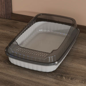 Extra Large Cat Litter Box with Scoop Semienclosed Splash-proof Easy To Clean Removable Pet Toilet