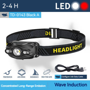 Smiling Shark TD0143 Sensor Headlight Fishing Headlamp XPE USB Rechargeable Work Head Lamp Outdoor Portable Hiking Running Fishing Adventure Lighting Light Long Endurance