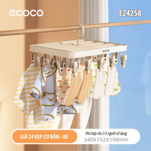 Giá phơi quần áo tất vớ đồ lót 24 kẹp ECOCO chống hằn vải thế hệ mới thiết kế 2in1 móc dài và ngắn hợp mọi không gian