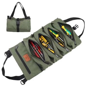 Tool Roll Large Wrenches Roll Portable Roll Tools Bag Canvas Tool Organizer Bucket Tool Roll Up Pouch