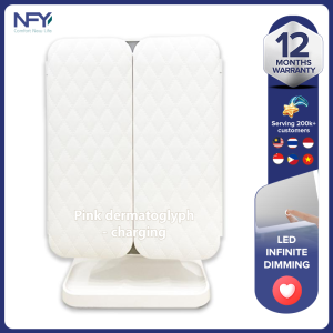 Gương trang điểm gắn đèn LED thông minh với đèn chiếu sáng vô hạn mờ Máy tính để bàn đa chức năng Gương gấp trang điểm