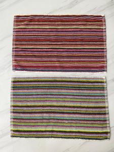 Keset Kaki Handuk Serap Air Corak Motif Salur Garis Pelangi Rainbow 40x60 Keset Lantai Tebal Kamar Mandi Keset Kaki Handuk Tebal Warna Tua Gelap