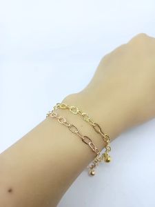 Gelang Perak Asli Lapis Emas/Gelang Rante Nori Oval Ukir 1Bel/Gelang Asli Silver925 /Gelang Fashion Wanita
