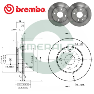 BREMBO Front Brake Discs (2pcs) - Perodua Myvi Lagi Best Axia Bezza