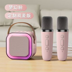 Mini karaoke Bluetooth Mini Speaker Portable Karaoke Speaker with 2 MIC 1 SET RGB Lampu Home