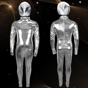 Childrens gelcoat alien cosplay costume patent leather tights bronzing halloween stage costume gifts