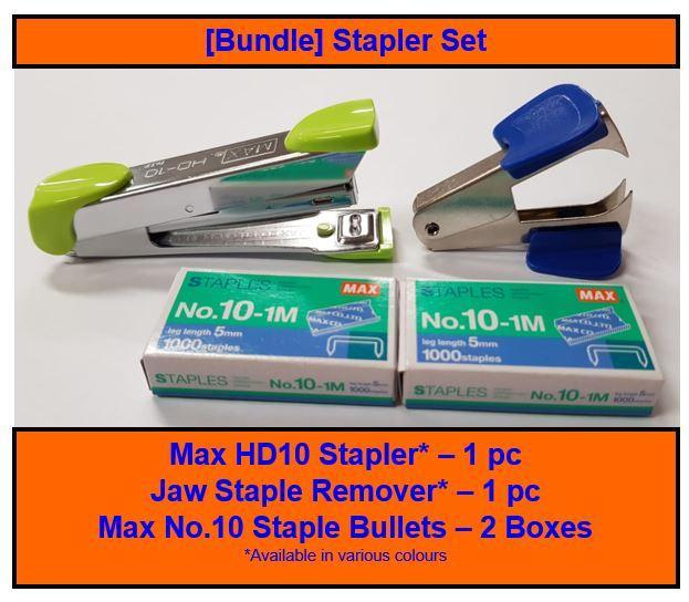 [Stapler Set] Stapler + Staples + Staple Remover/ Max No.10M Staple ...