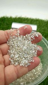 MOTE MANIK MANIK BAMBU PATAH MGB JEPANG KUALITAS BAGUS DAN KILAU WARNA SILVER PERAK PER 10 GRAM