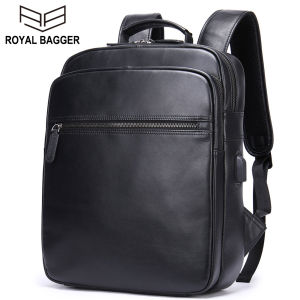 Royal Bagger Large Capacity For Men 14 Inch Laptop Backapck Genuine Cow Leather Fashion Business Casual Shoulder Bag Man Backpacks