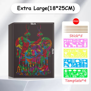 50PCS Colorful Magical Scratch Art Card Kids Children DIY Scraping Rainbow Art Craft Coloring Paper Doorgift
