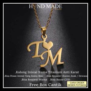 kalung inisial nama kalung nama titanium anti karat anak dewasa kalungnama aksesoris wanita necklace titanium aksesoris fashion