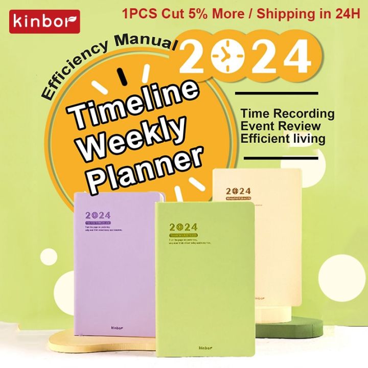 Kinbor 2024 Timeline Weekly Plan Notebook Calendar Self Disciplined