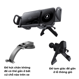 Gía đỡ điện thoại trên ô tô tích hợp sạc nhanh không dây thông minh Kẹp điện thoại cao cấp gắn ô tô có sạc không dây
