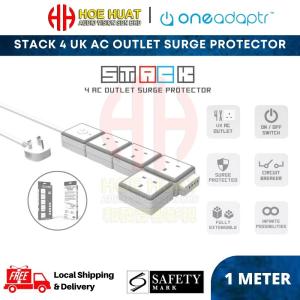 OneAdaptr STACK 4 UK AC Outlet Modular Surge Protector Extension Trailing Socket PC-STP-4UK (1M)