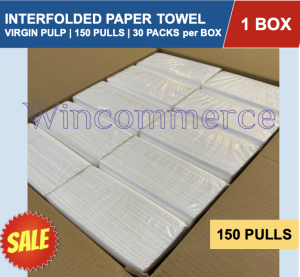 1 BOX 30 PACKS Interfolded Facial Tissue 150 pulls VIRGIN PULP [Paper Towel / Pull up Tissue] WHITE & GOOD QUALITY