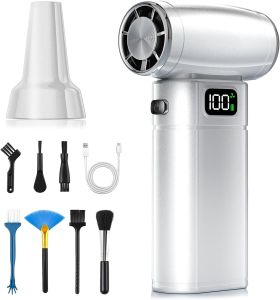 Super Power Compressed Air Duster with LED Display Cordless Cordless Air Duster Rechargeable 5 SpeedsLeaf Blower Dust Blower Cleaning Kit for Computer Keyboard Outdoor and Car