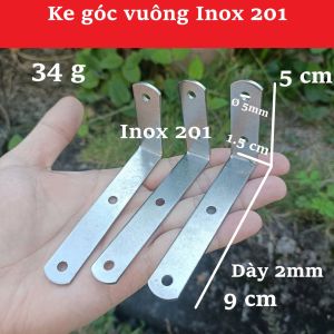Ke Góc Vuông Inox 201 (5x9x1.5 cm) - Chống Gỉ (Dày 2mm) Gia Cố Khung Nội Thất Lắp Đặt Tủ Kệ Bếp (34g)