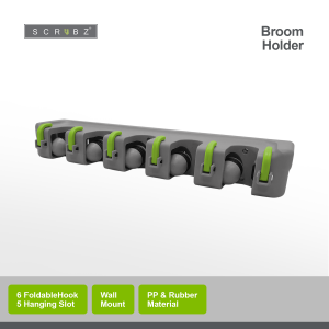 Scrubz Wall Mount Broom Holder Organizer