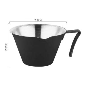Gemilai espresso cup stainless steel foam cup with scale V-shaped nozzle 100ml coffee measuring cup with handle