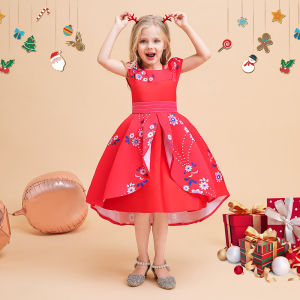 MQATZ งานคาร์นิวัลดอกไม้เด็กชุดคริสต์มาสสีแดงสำหรับเสื้อผ้าเด็กผู้หญิงชุดเจ้าหญิงปาร์ตี้เด็กผู้หญิงเสื้อผ้า Vestidos 2-10ปี SD065