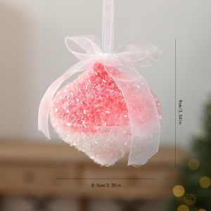 LETIGO 1 Pair Pink Foam Christmas Ball Foam Sequin Bow Sparkling Tree Ornament Festive Lightweight Christmas Tree Decorations Christmas Tree