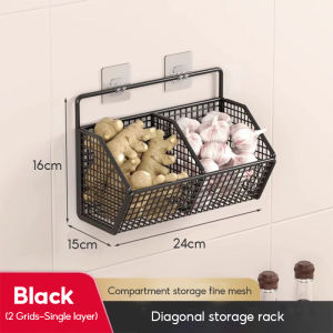 Royalstar Kitchen Storage Rack Organizer  Wall Mounted Spice Storage Holder Fruit Basket Hanging Vegetable Shelf Racks
