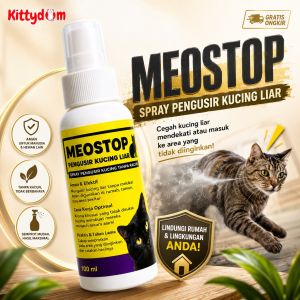 KITTYDOM Meostop Spray Pengusir Kucing Liar 100ml Cairan Semprotan Cat Repellent Penghalau Kucing Halaman Teras Taman Rumah Aman Tanpa Menyakiti Ampuh Usir Kucing Anjing Liar