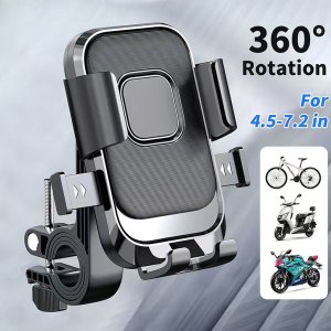 Motorcycle Phone Holder Bicycle Ride Navigation Stand 360 Degree Rotation Mirror Mount Bracket