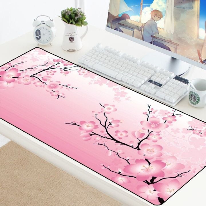 Cherry Blossom Desk Mat, Japanese Cherry Blossom Print Gaming Player