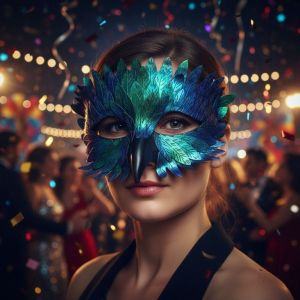 SAVIA Gradient Bird Beak Eagle  Half Face Pearlescent Halloween Party  Universal Elastic Band Crow Feather  Masquerade