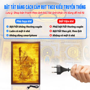 Đèn Hào Quang In Tranh Trúc Chỉ Dọc Quan Công Trang Trí Bàn Thờ Phòng Thờ Treo Tường TC-TE-05