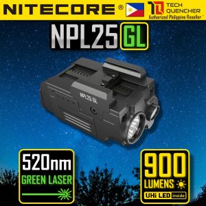 Nitecore NPL25 GL Flashlight + Green Laser - 900 Lumens - 500mAh Rechargeable Battery -74 grams