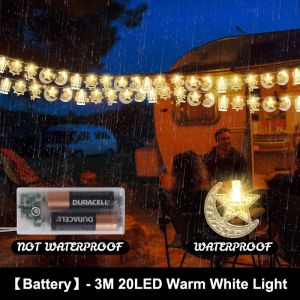 Solar LED Star Moon String Light Castle Lantern Lampu Raya Ramadan Light Lampu Hiasan 3M 5M 12M