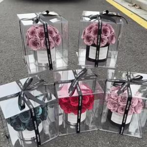 Acrylic Soap Bouquet Preserved Rose Hug Bucket Flower Gift Decor for Birthday Anniversary Present