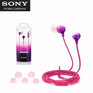 Asal Sony MDR-EX15AP fon kepala 3.5mm Jack berwayar fon telinga permainan Earbud bebas tangan alat dengar fon kepala dengan mikrofon untuk iOS Android iPhone Huawei Samsung Xiaomi OPPO Vivo