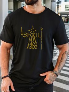 Mens 100% Cotton Printed T-Shirt I shall not pass Pattern Summer Casual Oversized Round Neck Short Sleeve Comfortable Daily Tee