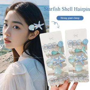 5pcs Starfish Shell Hair Clip Set for Woman Bangs Clip Cute Girl Summer Hair Accessories