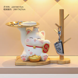 [SG]Fortune Cat Storage Tray Ornaments Light luxury Resin Lucky Cat Craft Gift Porch Decoration Housewarming Ornament