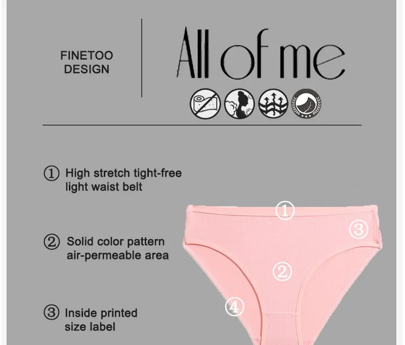 FINETOO 2pcs Women Panties Female Underwear Low-Rise Hollow Cotton