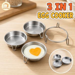 3 In 1 Stainless Steel Egg Cooker Steamer Poacher Non Stick Egg Boiling Tool Easy Use Durable Kitchen Cooking Gadget For Breakfast