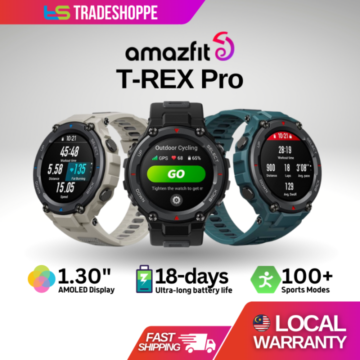 Amazfit T-Rex Pro A2013 Smart Watch 1.3-inch AMOLED Screen 10 ATM water ...