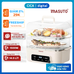Nồi Lẩu Hấp Đa Năng 3in1 Masuto MSSteam - Vừa Lẩu Vừa Hấp Vừa Hầm Công Suất 1500W Dung Tích 145L Hấp Gà Nguyên Con