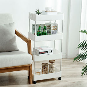 Locaupin Bathroom Kitchen Multi-Layer Aluminum Trolley with Wheels Cart Storage Organizer For Household Accessories