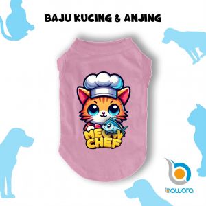 Baju Hewan Peliharaan Motif Lucu Baju Hewan Kucing Kelinci Anjing Bahan Adem Lucu Gambar Meow Chef Bawara